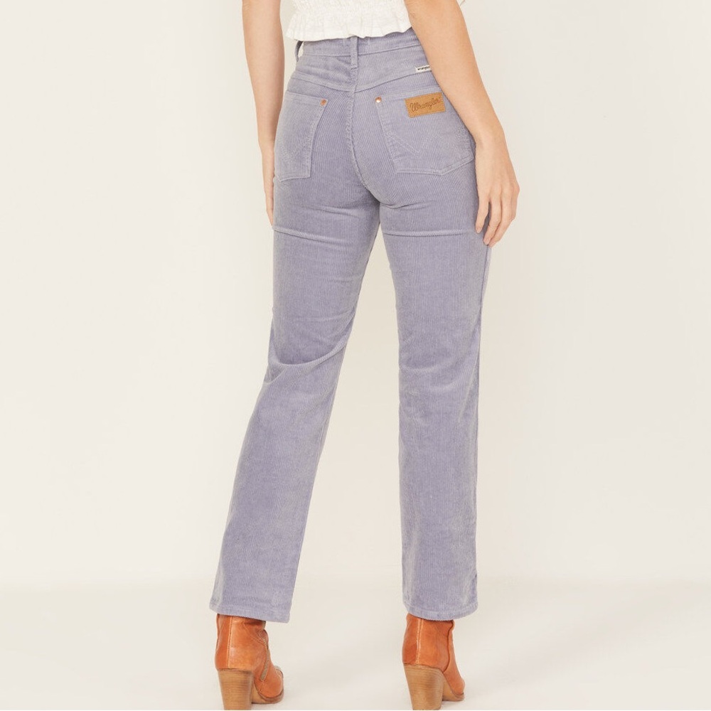 Wrangler Wild West high rise straight purple corduroy pants